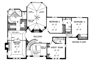 Floor Plan - Upper Floor for Traditional House Plan #312-244 - 4 bed, 3.5 bath