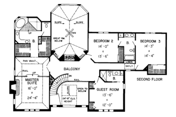 Floor Plan - Upper Floor for Traditional House Plan #312-244 - 4 bed, 3.5 bath