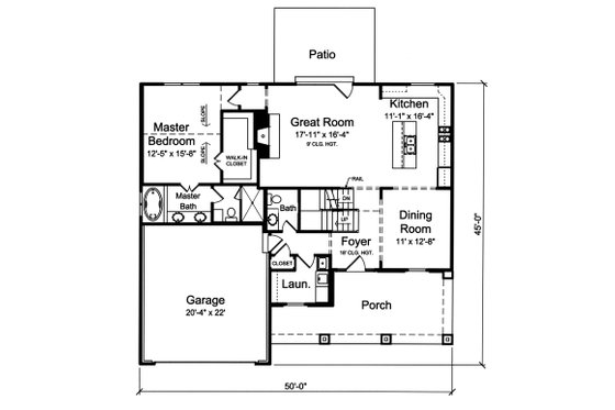 Floor Plan - Main Floor for Craftsman House Plan #46-889 - 4 bed, 2.5 bath