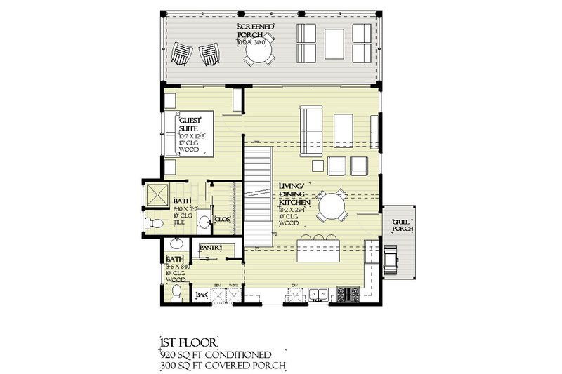 Dream House Plan - Floor Plan - Main Floor for Beach House Plan #901-156 - 5 bed, 4.5 bath