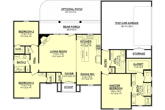 Floor Plan - Main Floor for European House Plan #430-67 - 3 bed, 2 bath