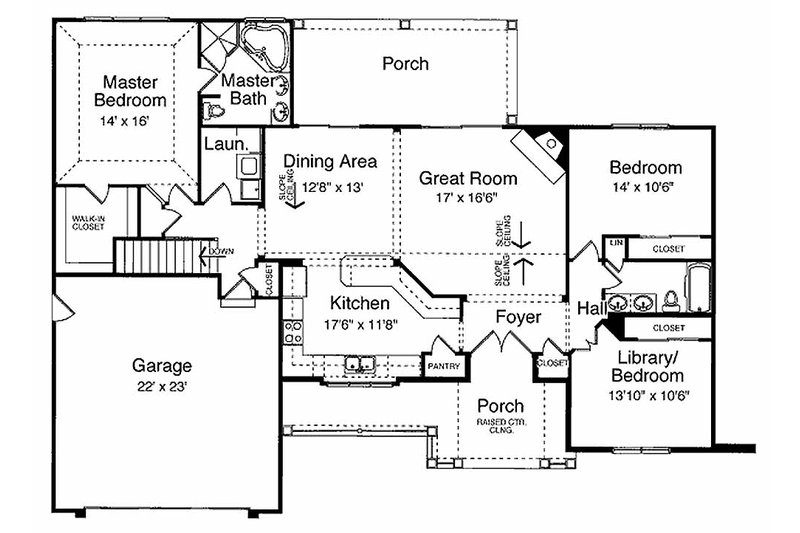 Home Plan - Floor Plan - Main Floor for Traditional House Plan #46-413 - 3 bed, 2 bath