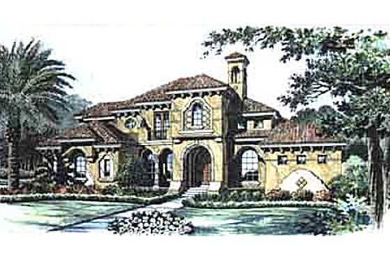 Exterior - Front Elevation for European House Plan #135-135 - 5 bed, 7.5 bath