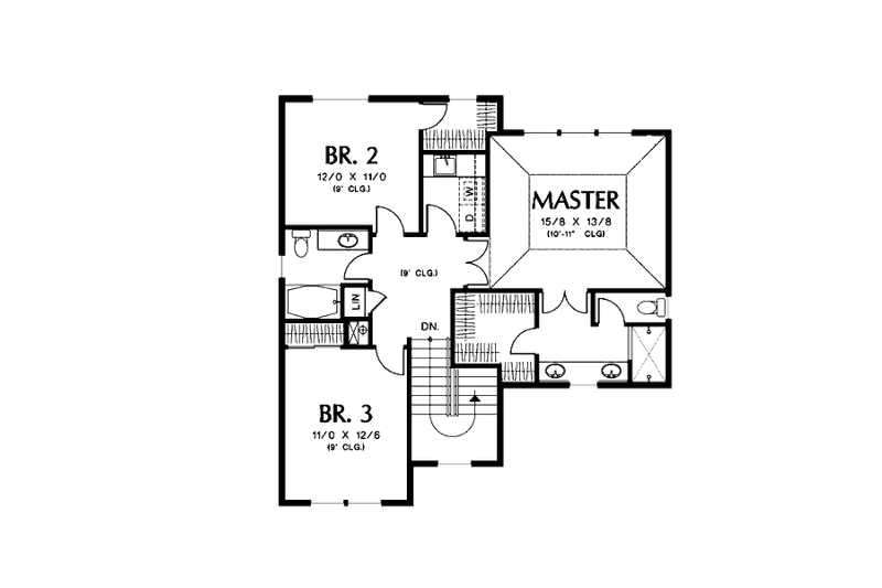 House Blueprint - Floor Plan - Upper Floor for Traditional House Plan #48-504 - 4 bed, 3.5 bath