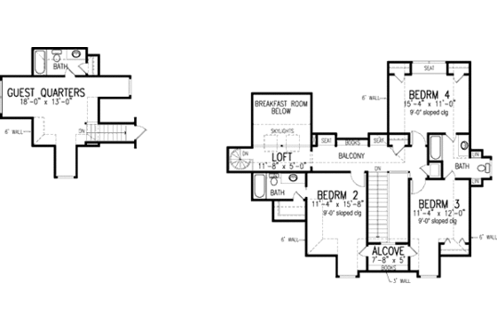 Floor Plan - Upper Floor for Southern House Plan #410-195 - 5 bed, 4.5 bath