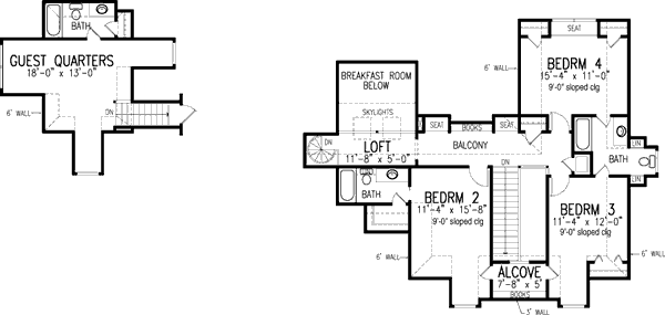 Home Plan - Southern Floor Plan - Upper Floor Plan #410-195