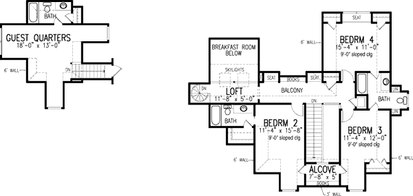 House Blueprint - Southern Floor Plan - Upper Floor Plan #410-195