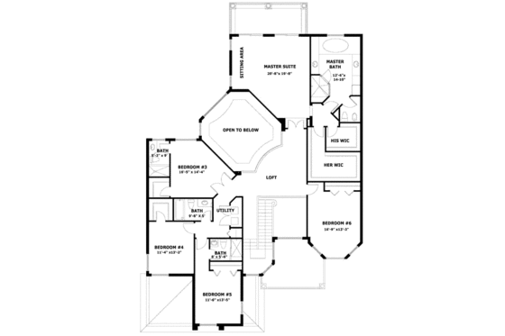 Floor Plan - Upper Floor for Mediterranean House Plan #420-157 - 6 bed, 5.5 bath