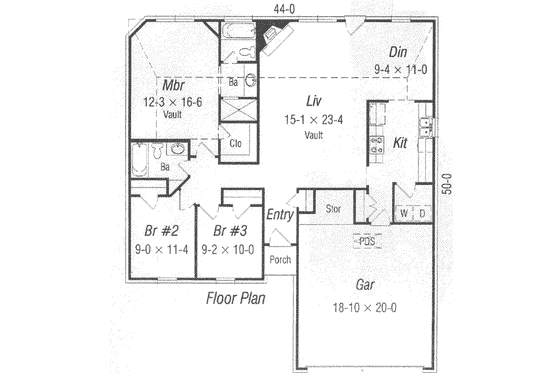 Floor Plan - Main Floor for Traditional House Plan #329-143 - 3 bed, 2 bath