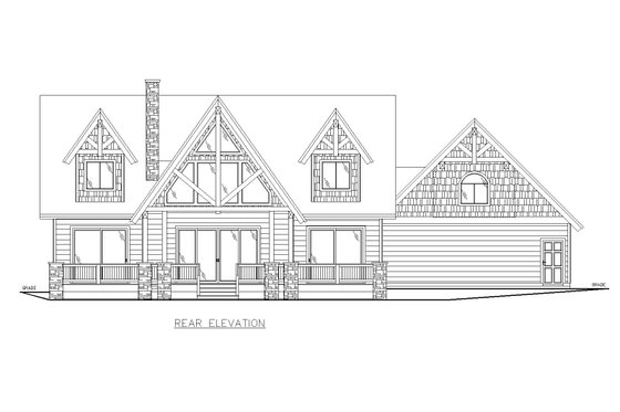 Exterior - Rear Elevation for Craftsman House Plan #117-985 - 3 bed, 2.5 bath