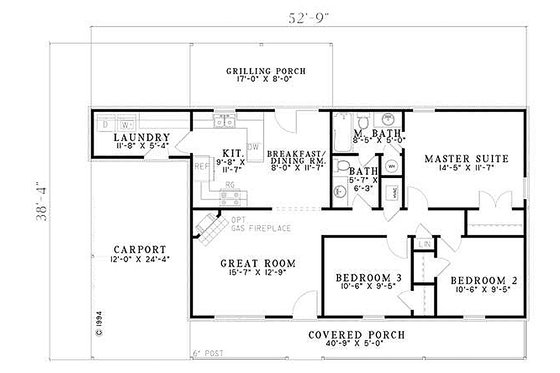 Floor Plan - Main Floor for Traditional House Plan #17-2150 - 3 bed, 1.5 bath