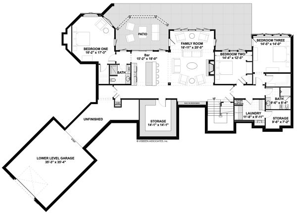 Architectural House Design - Traditional Floor Plan - Lower Floor Plan #928-332
