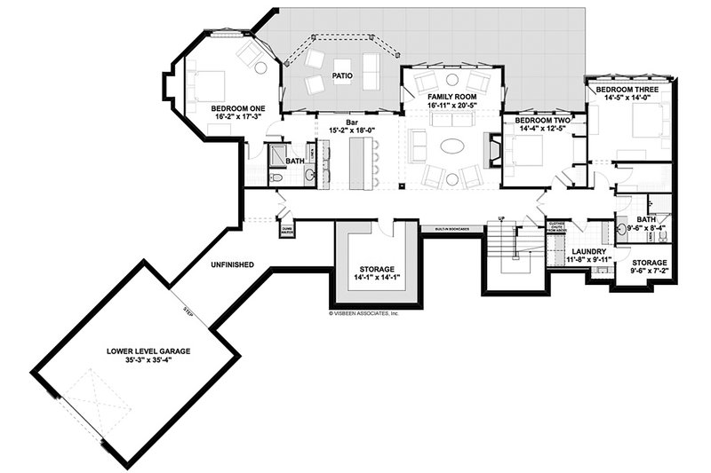 House Blueprint - Floor Plan - Lower Floor for Traditional House Plan #928-332 - 4 bed, 3.5 bath