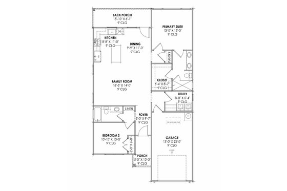 Floor Plan - Main Floor for Cottage House Plan #1096-133 - 2 bed, 2 bath