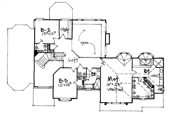 Floor Plan - Upper Floor for European House Plan #308-190 - 3 bed, 2.5 bath