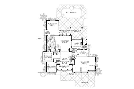 Floor Plan - Main Floor for Mediterranean House Plan #420-173 - 5 bed, 5 bath