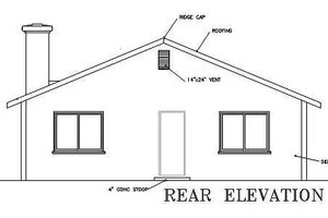 Exterior - Rear Elevation for Ranch House Plan #1-163 - 2 bed, 1 bath