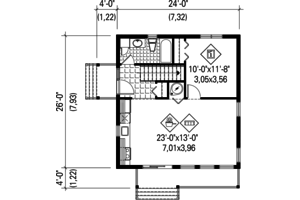 Floor Plan - Main Floor for Contemporary House Plan #25-4384 - 1 bed, 1 bath