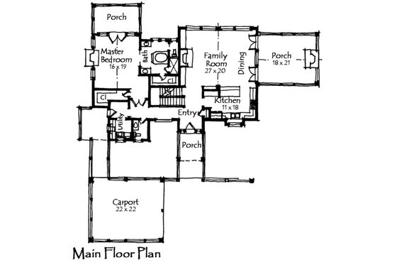 Floor Plan - Main Floor for Craftsman House Plan #921-11 - 4 bed, 4 bath