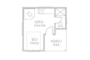 Floor Plan - Main Floor for Bungalow House Plan #423-66 - 1 bed, 1 bath