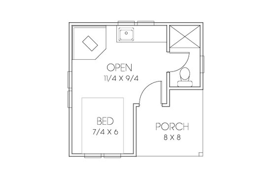 Floor Plan - Main Floor for Bungalow House Plan #423-66 - 1 bed, 1 bath