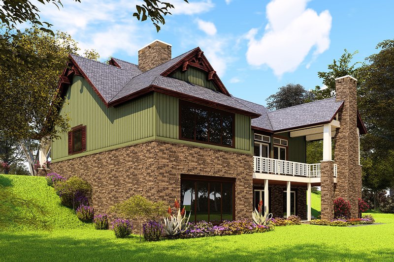 House Blueprint - Exterior - Rear Elevation 1 for Craftsman House Plan #17-2504 - 4 bed, 4.5 bath