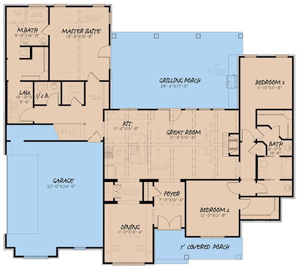 Architectural House Design - Farmhouse Floor Plan - Main Floor Plan #923-151