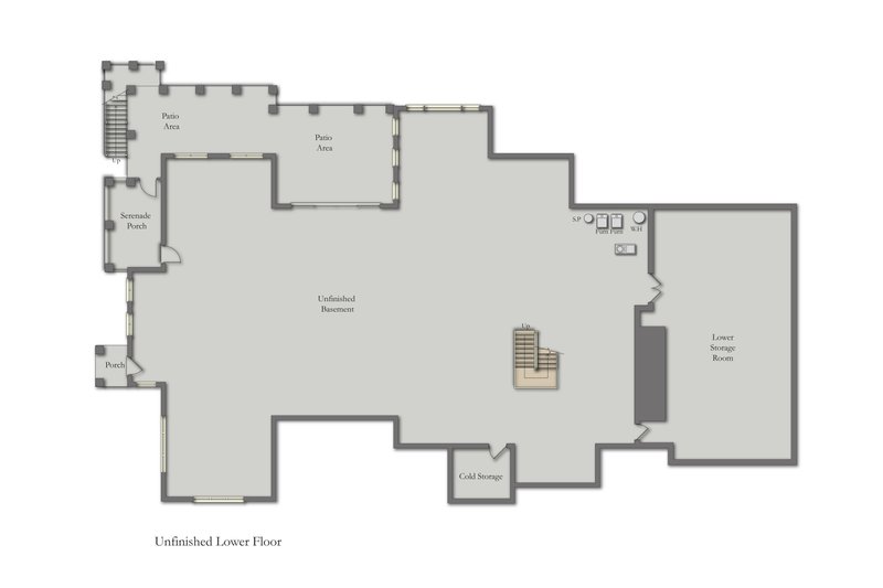 House Design - Floor Plan - Lower Floor for Craftsman House Plan #1057-42 - 4 bed, 7.5 bath