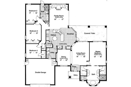 Floor Plan - Main Floor for Mediterranean House Plan #417-286 - 4 bed, 2 bath