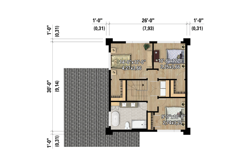 Dream House Plan - Floor Plan - Upper Floor for European House Plan #25-5038 - 3 bed, 1.5 bath