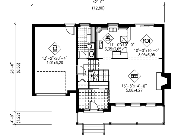 European Floor Plan - Main Floor Plan #25-4163