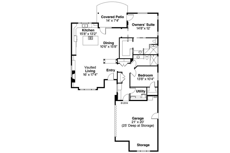 Dream House Plan - Ranch style country house plan, main level floor plan