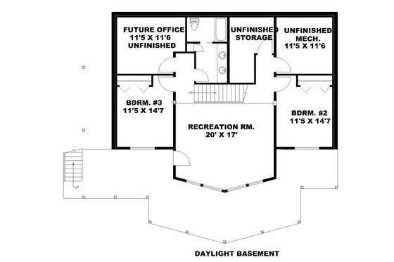 Floor Plan - Lower Floor for Craftsman House Plan #117-1109 - 3 bed, 2.5 bath