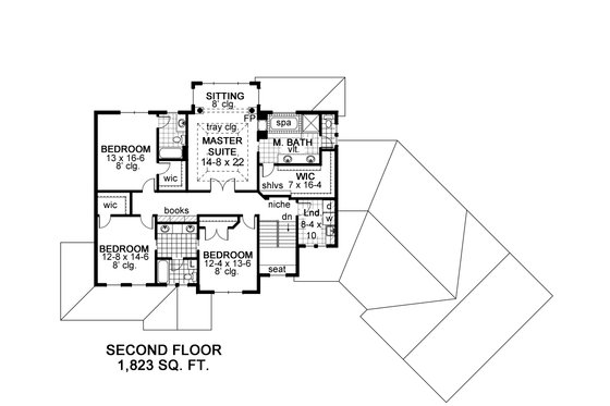 Floor Plan - Upper Floor for Craftsman House Plan #51-576 - 5 bed, 4.5 bath