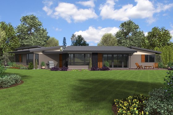 Exterior - Rear Elevation for Contemporary House Plan #48-1014 - 4 bed, 2.5 bath