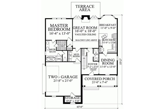Floor Plan - Main Floor for Southern House Plan #137-293 - 3 bed, 2.5 bath