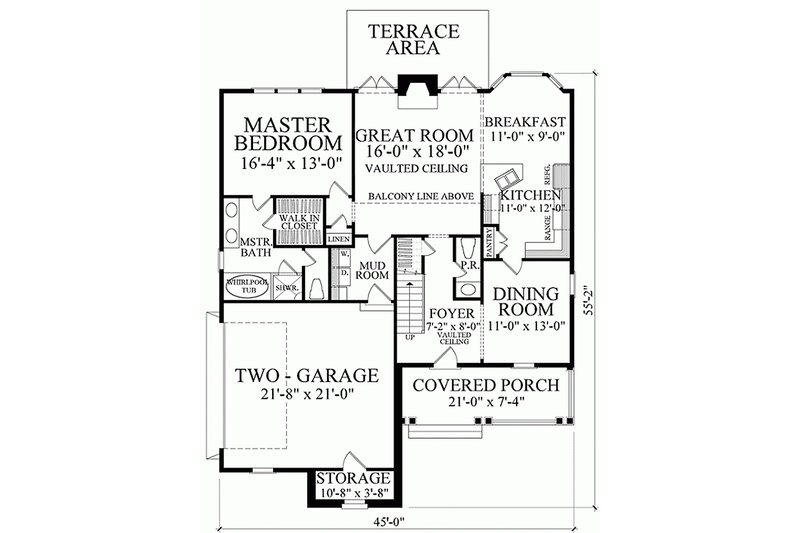 Home Plan - Floor Plan - Main Floor for Southern House Plan #137-293 - 3 bed, 2.5 bath