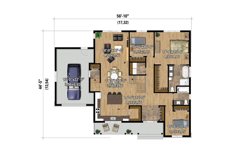 Architectural House Design - Floor Plan - Main Floor for Farmhouse House Plan #25-4995 - 3 bed, 2 bath