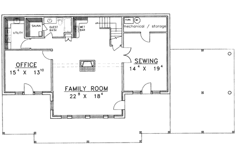 House Plan Design - Floor Plan - Lower Floor for Traditional House Plan #117-313 - 4 bed, 4.5 bath