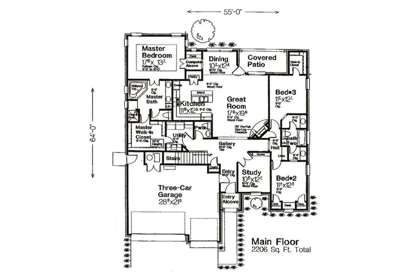Home Plan - Floor Plan - Main Floor for European House Plan #310-676 - 3 bed, 2 bath
