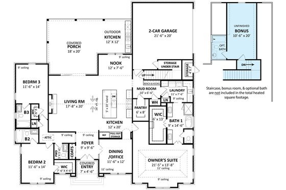 Floor Plan - Main Floor for European House Plan #119-441 - 3 bed, 3.5 bath