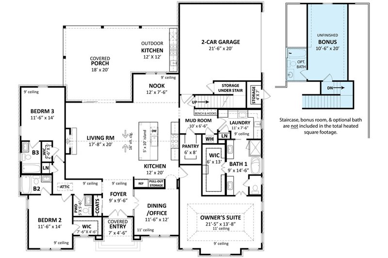 Architectural House Design - Floor Plan - Main Floor for European House Plan #119-441 - 3 bed, 3.5 bath