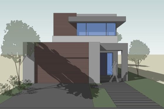 Exterior - Front Elevation 3 for Modern House Plan #496-27 - 4 bed, 2.5 bath