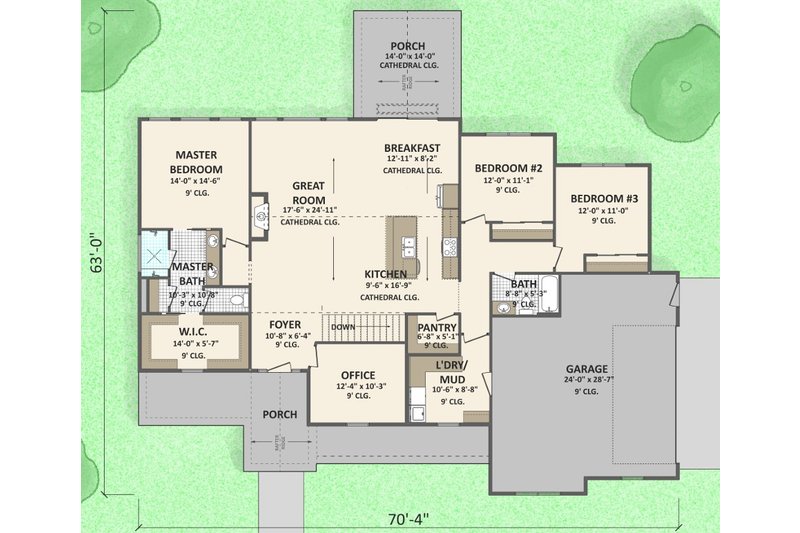 Dream House Plan - Floor Plan - Main Floor for Country House Plan #1089-34 - 3 bed, 2 bath