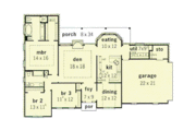 European Style House Plan - 3 Beds 2 Baths 1837 Sq/Ft Plan #16-147 