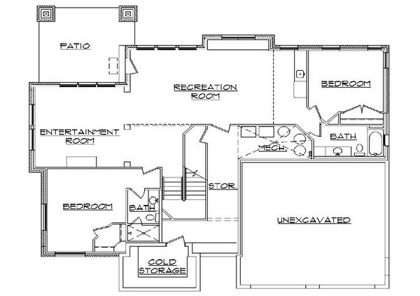 Craftsman Floor Plan - Lower Floor Plan #5-378