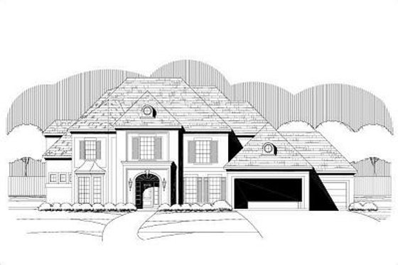 Exterior - Front Elevation for European House Plan #411-808 - 5 bed, 3.5 bath