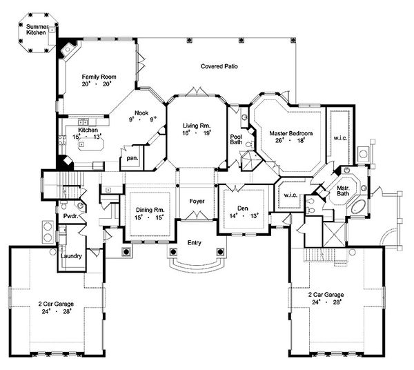 Home Plan - Mediterranean Floor Plan - Main Floor Plan #417-440