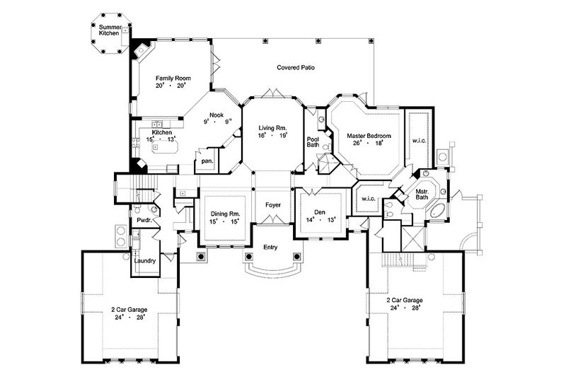 Home Plan - Floor Plan - Main Floor for Mediterranean House Plan #417-440 - 6 bed, 6.5 bath