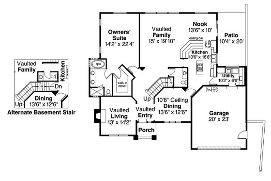 Floor Plan - Main Floor for Traditional House Plan #124-733 - 3 bed, 2.5 bath